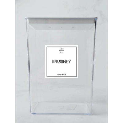 DomaLEP BRUSINKY bílá samolepka na dózu základní písmo 5 x 5 cm