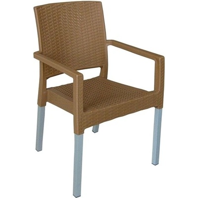 Mega Plast, plastová židle RATAN LUX (AL nohy), 88 x 56,5 x 56 cm, stohovatelná, okrová