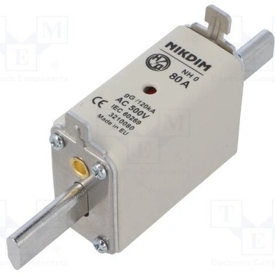 NIKDIM LTD 3210080 Pojistka: tavná; průmyslová; 80A; 500VAC; gG; NH0