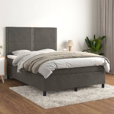 Petrashop 3142966 boxspring postel s matrací tmavě šedá samet