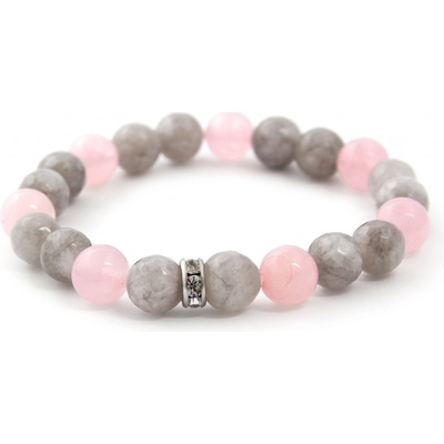 Agato Korálkový náramok z jadeitu a ruženínu MINK18/17