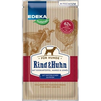 Edeka Naturals Adult Hovězí a kuřecí maso se sladkými bramborami mangem a lněným olejem 125 g