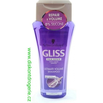 Schwarzkopf Gliss Kur Kur Ultimate Volume šampón pre regeneráciu a objem jemných spľasnutých a poškodených vlasov 250 ml
