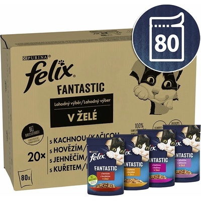 Felix Fantastic s hovězím kuřetem kachnou jehněčím v želé 80 x 85 g
