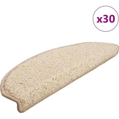 vidaXL Schodové rohože 30 ks 65 x 21 x 4 cm krémové, půlkulaté, velké