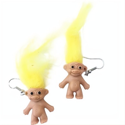 HARAHU Обеци Troll-38695 - Кафяво / Жълто KP38695 (38695)