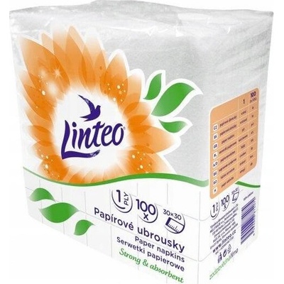 LINTEO servítky 1V 100 % cel. biele 30x30cm 100ks