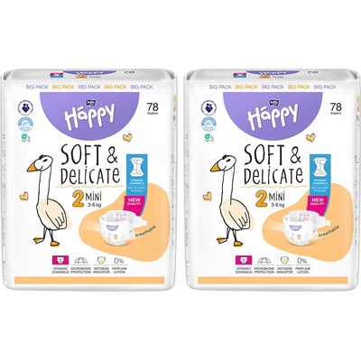 Bella Happy Soft & Delicate BigPack 2 3-6 kg - 2x78 ks 156 ks