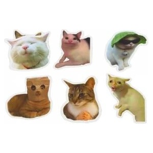 Leantoys Set of Cats Stickers Memes Decorative Various Motifs 50 pcs. 7-8 cm