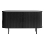 Unique Furniture Черен нисък скрин от декор от дъб с плъзгащи се врати 140x76 cm Nola - Unique Furniture (46234640)