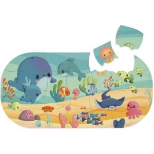 Janod Играчка за вода Меки пъзели за вана Морски животни 28 бр (J04727)