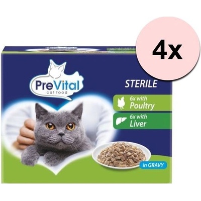 PreVital Cat Sterile hydina pečeň v omáčke 48 x 100 g