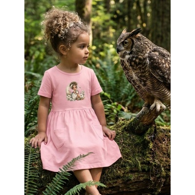 Dievčenské šaty GIRL and OWL s krátkym rukávom ružová