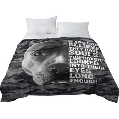 Excellent Mikroplyšová hřejivá deka Americký pitbulteriér hlava 150x200