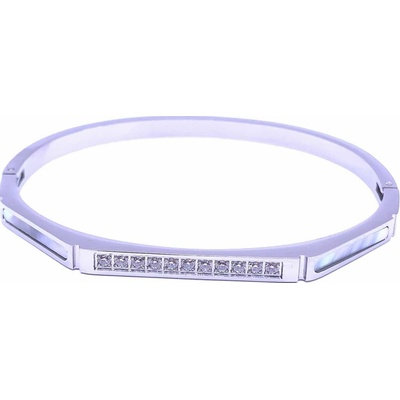 Jan Kos jewellery Náramek z oceli s bílým zirkonem STA-4602/