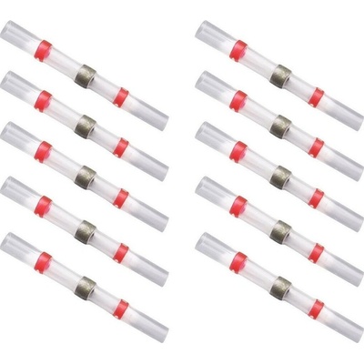 Vodotesna káblová spojka spájkovacia s cínom a bužírkou - červená Ø2,7mm x 40mm 10ks