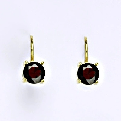 Čištín Zlaté náušnice, přírodní granát, žluté zlato - NK 1250