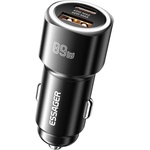 ESSAGER 89W зарядно за кола, 45W Type-C, 44W USB-A, алуминий - черен