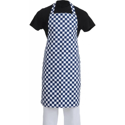 WhitesChefsClothing A554 náprsní zástěra modrobílá kostkovaná