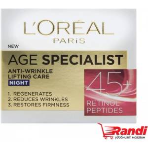  Крем за лице L`Oreal Age Specialist 45+нощен 50мл