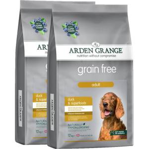 Arden Grange GF Възрастен Патешко месо и Супер храни 2 x 12 кг