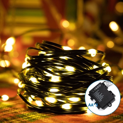 Aigostar LED външен коледен гирлянд 100 LED, 8 функции, 10, 3 м, IP44, топло бяло (AI1334)