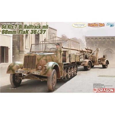 DRAGON Model Kit military 6971 Sd.KFZ.7 8t LATE mit 88mm FlaK36/37 1:35