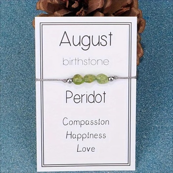 HARAHU Гривна с камък за месеца на раждане - Август / Перидот kp38763 (38763)