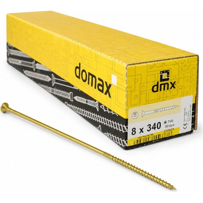 Konštrukčný vrut do dreva 8 × 340 mm, zápustná hlava TX40 – Domax CS