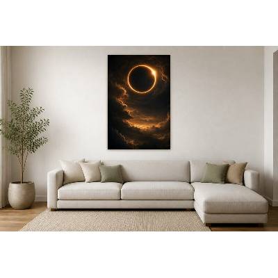 Obraz na plátně – Zářivý prstenec zatmění v oblacích 90 × 135 cm