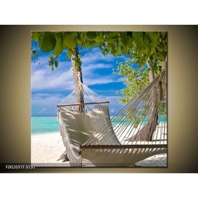 Obraz houpací sítě na pláži , jednodílný 30x30 cm – Zbozi.Blesk.cz