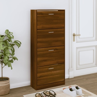 vidaXL Шкаф за обувки, кафяв дъб, 63x24x147 см, инженерно дърво (342549)