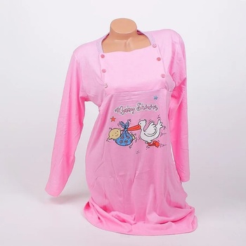 Image 1 of Нощница за кърмачки в розово с щъркел и бебе