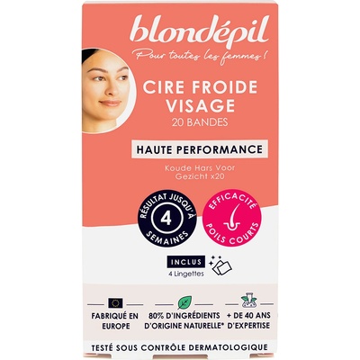 Blondépil Cire Froide Visage Haute Performance Studené voskové pásky na obličej 20 ks