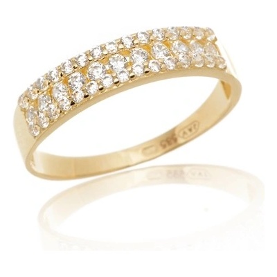 Dámský prsten ze žlutého zlata se zirkony PR0706F