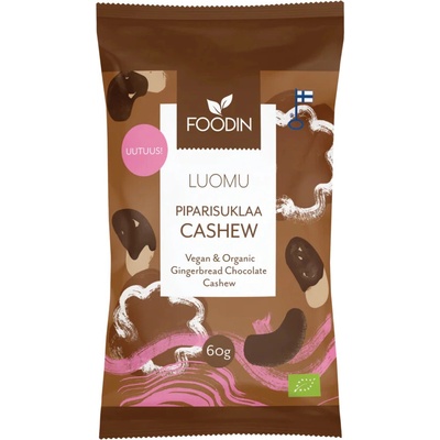 Foodin perníkové kešu oříšky v raw čokoládě BIO 60 g