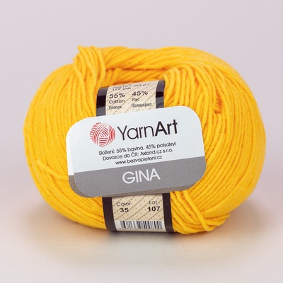 YarnArt pletací / háčkovací příze GINA / JEANS 67 světle žlutá, jednobarevná, 50g/160m