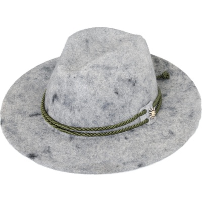 Fiebig Headwear since 1903 Zimní plstěný myslivecký klobouk světle šedý se šňůrkou