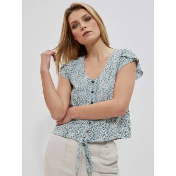 Moodo Бяло-зелена дамска шарена риза Moodo Moodo | Zelen | ЖЕНИ | XS