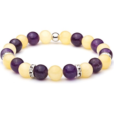 BudNej minerálny náramok NEZÁVISLOSŤ a UVOĽNENIE z ametystu a topazu MN1128
