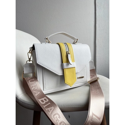 Laura Biaggi Crossbody kabelka štýlová kabelka do ruky bielo-žltá