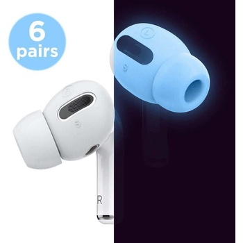 elago Калъфчета за слушалки Elago Pro Earbuds Cover Plus Tips, за Apple Airpods Pro, антибактериални, силиконови, бял-фосфор (EAPP-BUDSBA-LUBL)