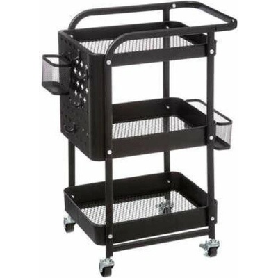 Perfo černý kovový kuchyňský vozík na kolečkách se třemi policemi do moderní kuchyně 5five – Zboží Mobilmania