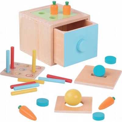 Woopie Zelená drevená edukačná zásuvka 4v1 hračka na triedenie Montessori