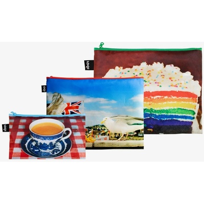 Loqi Martin Parr taštičky na zips Seagulls Real Food and England