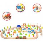 Classic World Дървено влакче с релси - 110 части - toytown