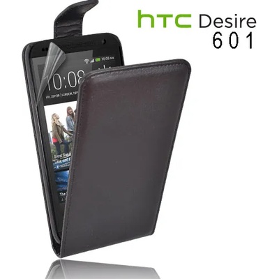 HTC Desire 601 Flip Кожен Калъф + Скрийн Протектор