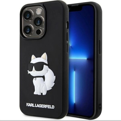 KARL LAGERFELD Кейс Karl Lagerfeld KLHCP14L3DRKHNK за iPhone 14 Pro 6.1", черен / черен, твърд, Rubber Choupette 3D (KF001603-0)