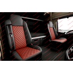  Комплект 1+1 тапицерия от еко кожа за iveco stralis s-way 2021 - червено-черно