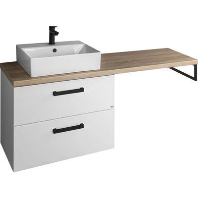Aqualine VEGA sestava koupelnového nábytku, š. 145 cm, bílá/dub platin